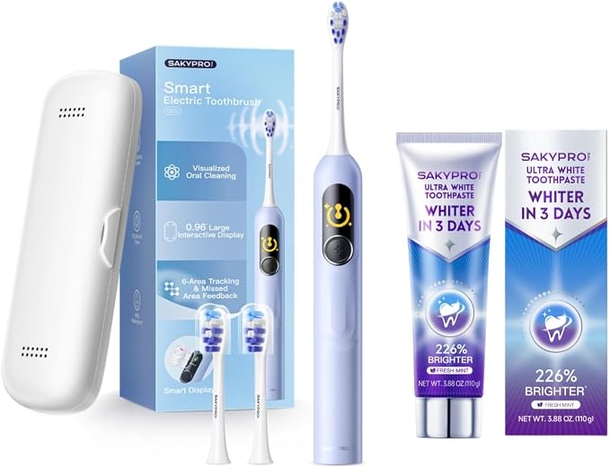 SAKYPRORAL G5S Electric Toothbrush (Blue) + Ultra White Toothpaste