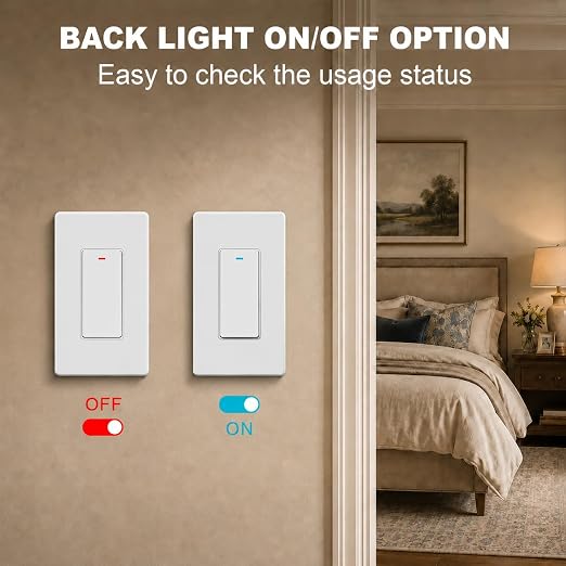 Smart Switch 1 Gang, Neutral Wire Required, 2.4GHz Wi-Fi Light Switch Compatible with Alexa and Google Home, UL Certified