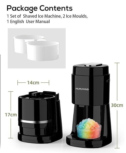 Shaved Ice Machine for Home, Electric Ice Shaver Machine with 2 Ice Cups, Ice Shaving Machine,Snow Cone Machine, Ice Crusher Snowcone Maker for Kids Birthday Party, House Warming Gifts (Black)
