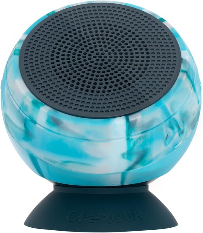 Speaqua – Bluetooth Speaker-Waterproof, Floatable, Portable Speaker Beach Accessory - Dual Portable Speakers Bluetooth Wireless Pairing - Removable Suction - Barnacle Vibe 3.0 (Tidal Blue)
