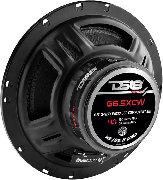 DS18 GEN-X6.5C Component Set - 6.5", 2-Way, 150W Max, 50W RMS, Black Paper Cone, Tetorn Dome Tweeters, 4 Ohms - Clarity Unparalled by Other Speakers in Their Class (2 Speakers)