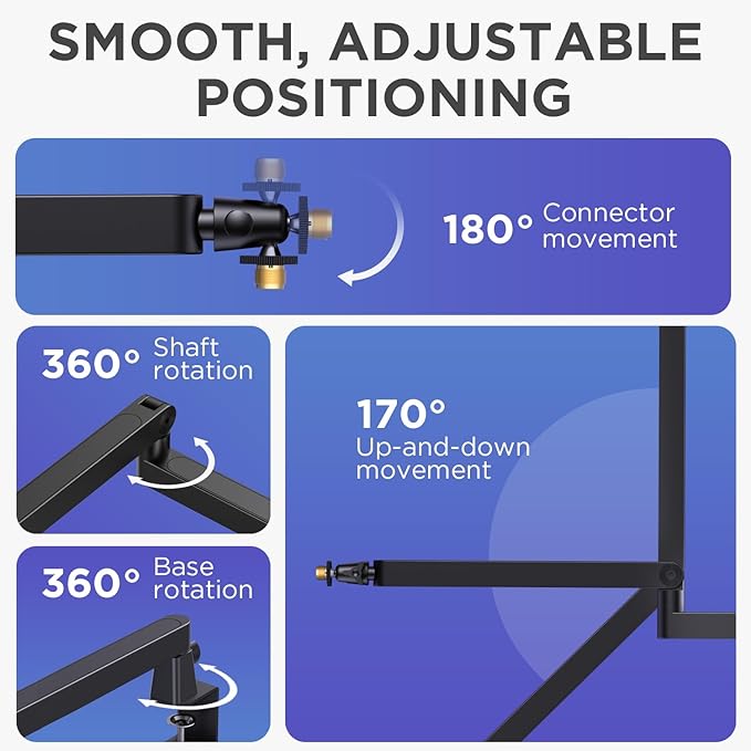 InnoGear Desktop Microphone Stand & 360° Rotatable Low Profile Mic Stand with Magnetic Cable Management Desk Mount for Fifine AM8 K669B Blue Yeti HyperX QuadCast SoloCast AT2020
