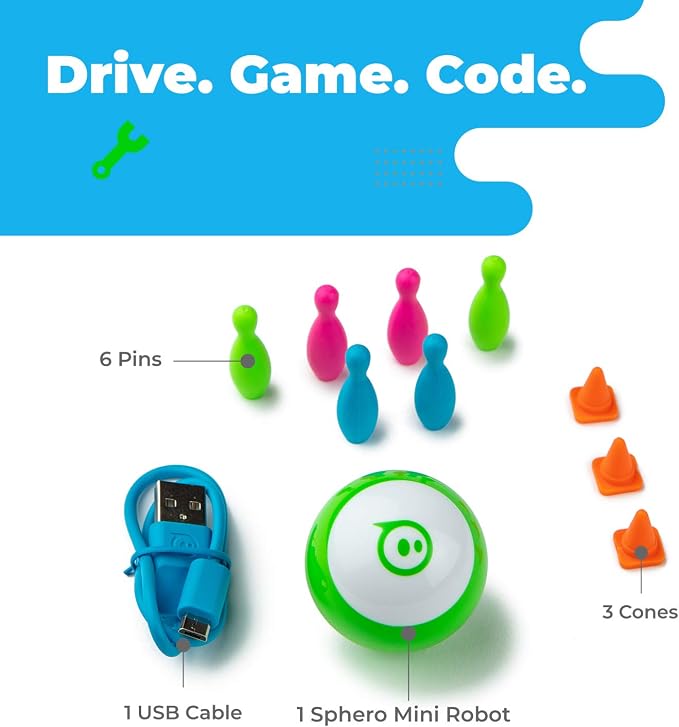 Sphero Mini Green Coding Robot Ball | Educational Coding and Gaming, For Kids and Teens Ages 8+, Tabletop-friendly, Interactive and Fun Learning Experience