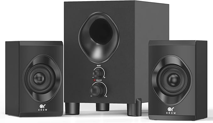 OROW Bluetooth Computer Speakers,PC Speaker with Subwoofer,Front Knob 18W Wireless PC Speakers,Support AUX&Bluetooth Play,Great for Party/Game/TV (S213)