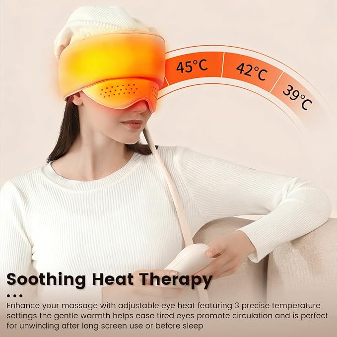 Electric Head and Eye Massager with Heat, Rechargeable 6-Zone Scalp Massager, 4 Modes & 3 Warmth Settings, Ideal for Stress Relief and Home Relaxation