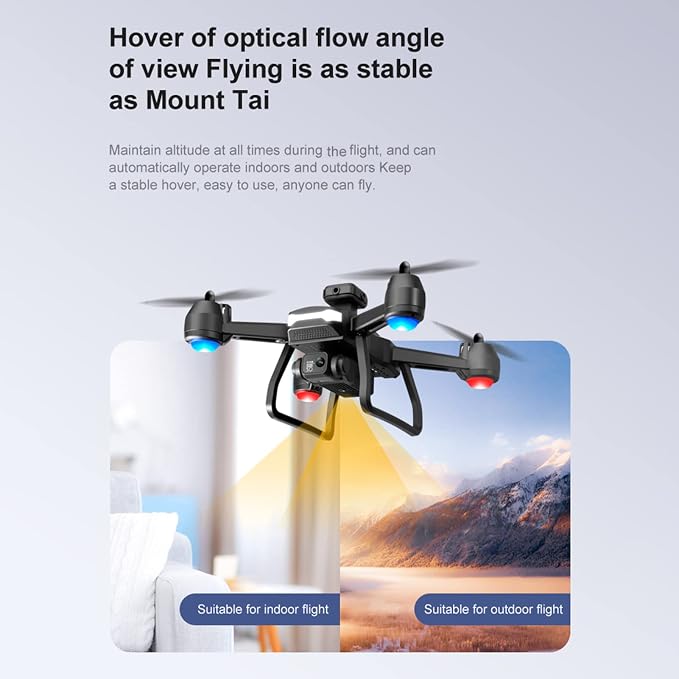 Drones with Camera for Adults 6K Foldable Headless Drone with Obstacle Avoidance Function Optical Flow Positioning Gesture Photography with Storage Bag 2 Battery