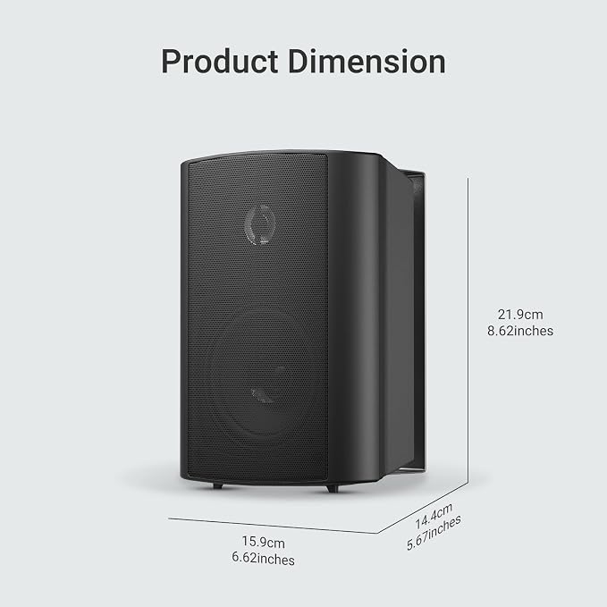 Herdio 4 Inch Outdoor Bluetooth Speakers Waterproof Wired 200 Watt,Indoor, Patio,Deck Wall Mount Speakers (Black)