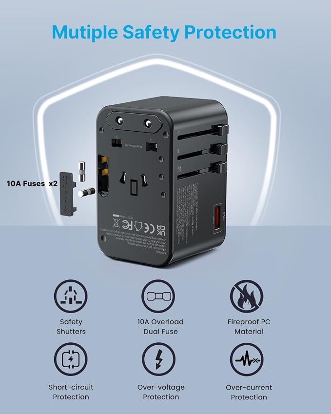 Universal Travel Adapter, VINTAR 100W GaN International Power Adapter with 3 USB-C PD Fast Charging and 1 USB-A QC, All-in-one Outlet Converter Charger for Europe UK USA AUS(Type C/G/A/I)