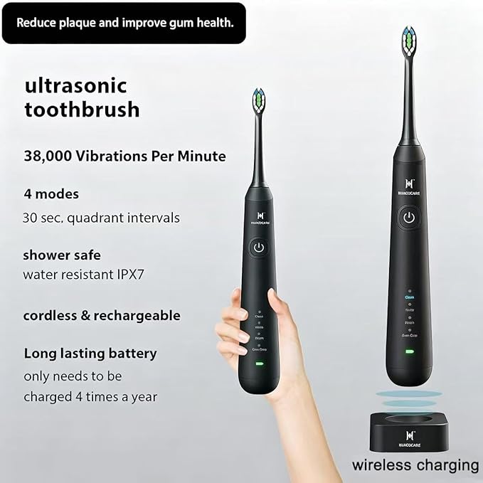 2-1 Oral Clean Kit- Water Dental flosser & Electric Toothbrush Combo- Brushing & Flossing- for Teeth Cleaning and Gum Health (Black)