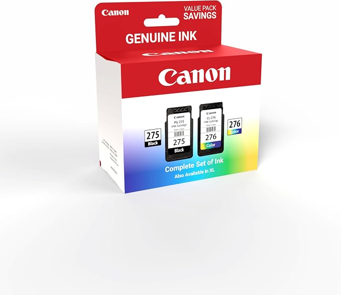 Canon PG-275 XL/CL-276 XL Genuine Ink Value Pack (2 Cartridges),Compatible with TS3520/3522/4722/3720/3722,TR4720,(Pack of 2)