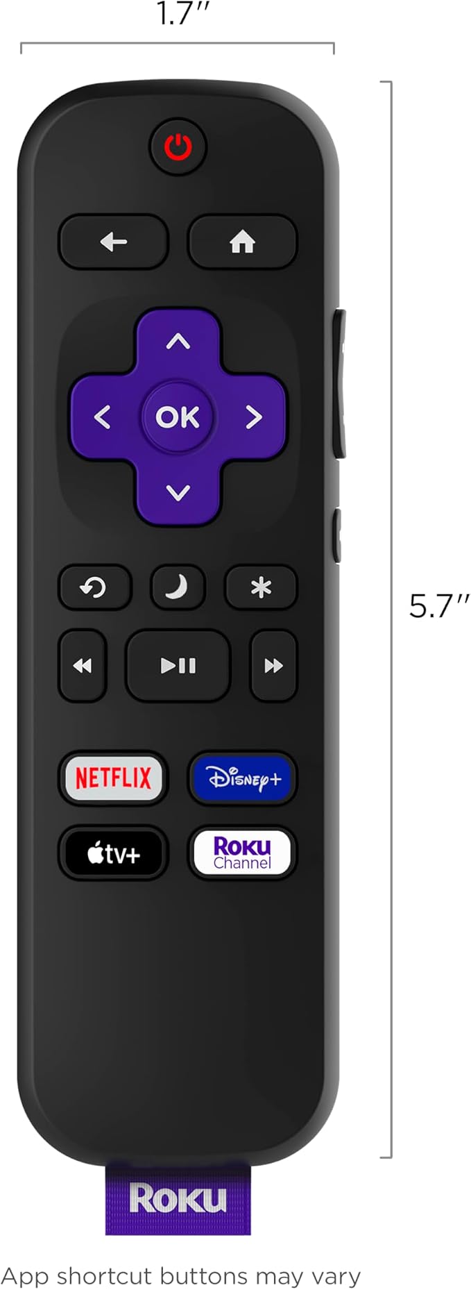 Roku TV Remote Control (Official Manufacturer Product) - Simple Setup, & Pre-Set App Shortcuts - Replacement Remote Compatible with RokuTV Models ONLY (Not Roku Players)