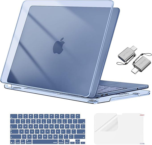 MOSISO Crack-Resistant Cover Compatible with MacBook Neo Case 13 inch 2026 Release Model A3404 with A18 Pro Chip, Protective Hard Shell&Keyboard Cover&Screen Film&Type C,Crystal Indigo
