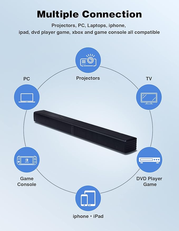 Puxinat 2 in 1 Separable Sound Bar for Smart TV, 2.2 Channel 32Inch Bluetooth 5.0 TV Speaker for Surround Sound System, Built-in Dual Subwoofer, Bass Adjustable, Remote Control Included(Sound Bar)