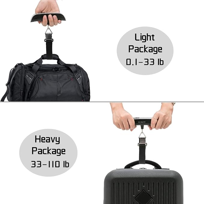 High Precision Luggage Scale - Portable Digital Suitcase Weight Scale with Hook, 110Lb/50Kg Capacity, Handheld Electronic Travel Scale for Easy Weighing