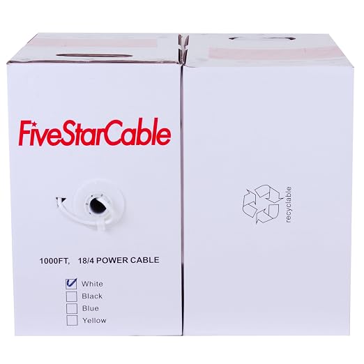 18/4 Gauge Low Voltage 4 Conductors Stranded Cable Wire - 1000 ft, 18 AWG, PVC Jacket - for Security Systems, Alarm, Audio, Control, Intercom, and Speaker Applications (White, 18-4)