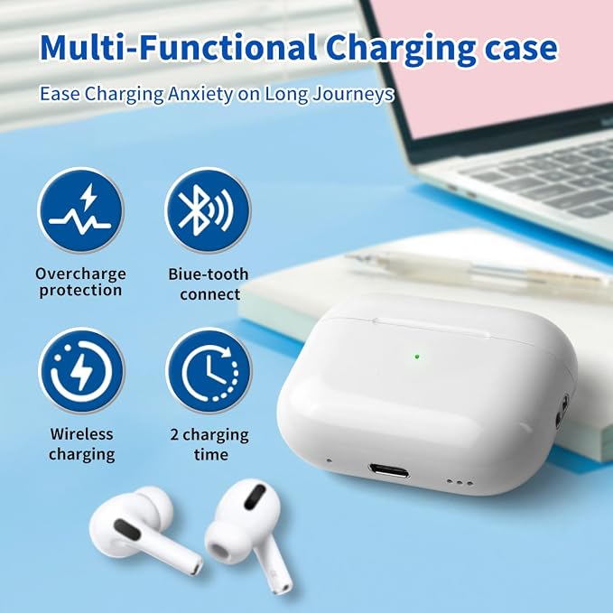 Replacement Charging Case for AirPods Pro, Wireless Charging, 1st and 2nd Generation (White)