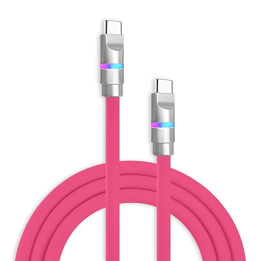 chubbycable Neon Chubby - Fast Charge Cable with Smart Light RGB Color Gradual Light Up 100W Charging Cord LED USB C Cable Compatible with iPhone 17-15 Series, Rose Red, Type-C to Type-C, 6.6 FT