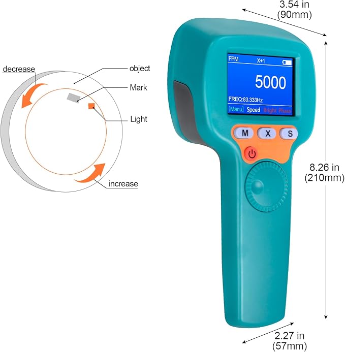 Handheld Stroboscope 60–99,999 RPM, Non-Contact Strobe Tachometer with Adjustable Color LCD Display and High Accuracy 0.001% Estroboscopio Engine Speed Analyzer