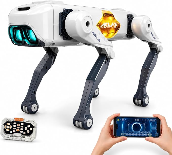Robot Dog Toy for Kids, Smart Robotic Dog Puppy with Color-Changing LED Eyes & Side Lights, Remote Control Dog Toy with App Control, Voice Commands, Programming Mode & Fun Moves, Ages 3+