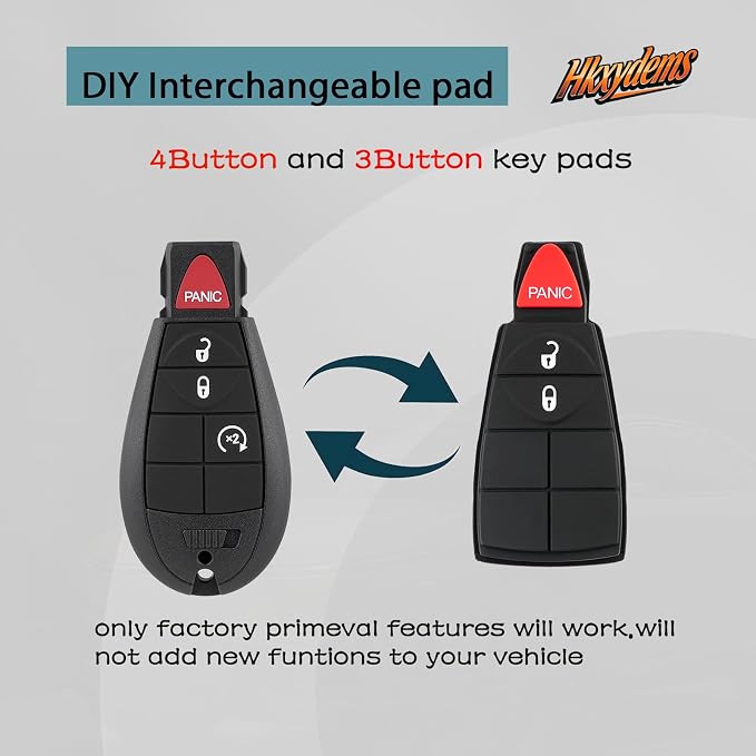 Key Fob FOBIK Kit Replacement GQ4-53T for 2013 2014 2015 2016 2017 Dodge Ram 1500 2500 3500 Keyless Entry Remote Control Key with DIY At Home Easy OBD Tool