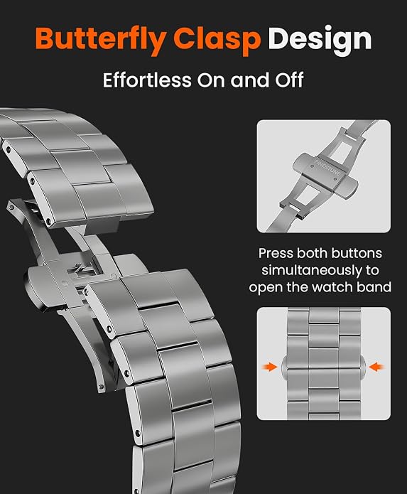 Titanium Watch Band for Apple Watch Ultra 3/2/1 49mm & Series 11/10 46mm, Grade 5 Titanium Apple Watch Band with Anti-Scratch DLC Coating, 22mm Premium Business Metal Strap for Men - CRNS03