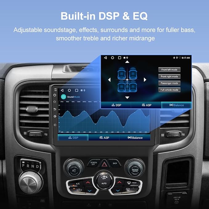 Car Radio Stereo for Dodge Ram 2013-2018 1500 2500 3500 Automatic AC with 4G RAM 64G ROM Wireless Carplay Android Auto 9 inch Head Unit with DSP Bluetooth GPS FM WiFi