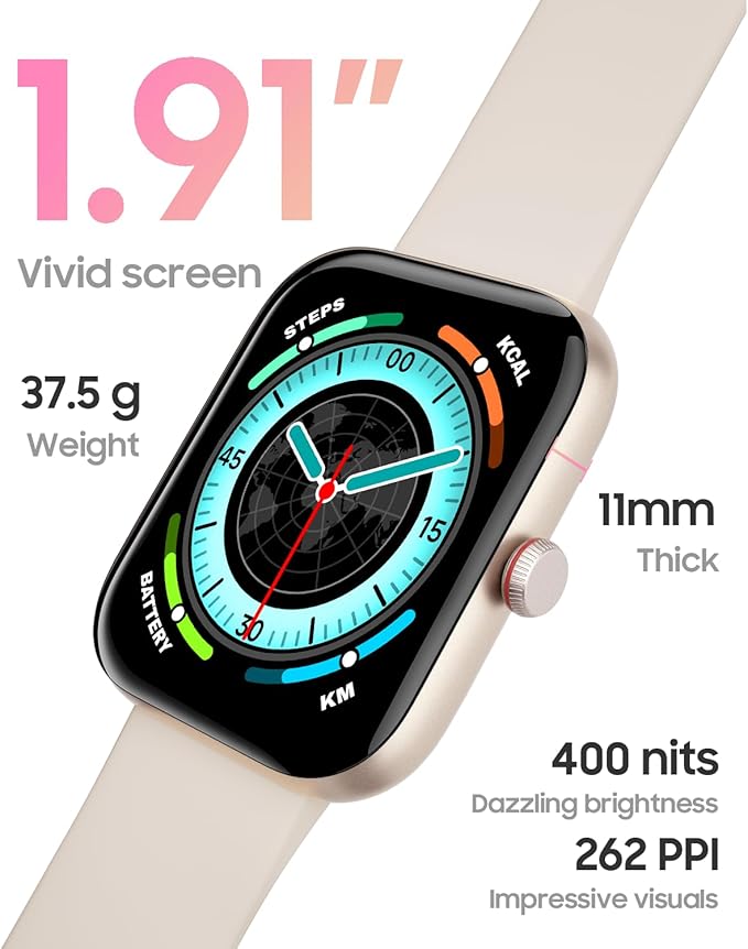 TOOBUR Smart Watch for Women, Alexa Built-in, Answer/Make Calls, 1.91" HD Screen Fitness Watch, IP68 Waterproof, 100 Sports, Heart Rate Monitor, Sleep Tracker, Smartwatch Compatible Android iOS, Beige