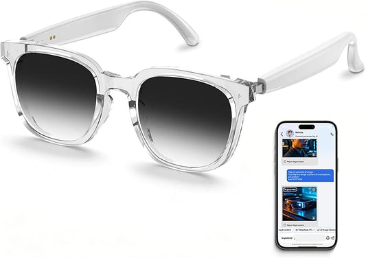 2026 AI Smart Glasses with Bluetooth,Open-Ear Audio Bluetooth Glasses for Women,Real-Time Translation 130+ Languages,AI Meeting Assistant,Gesture Control,9H Battery,35g Lightweight,Daily&Business Use