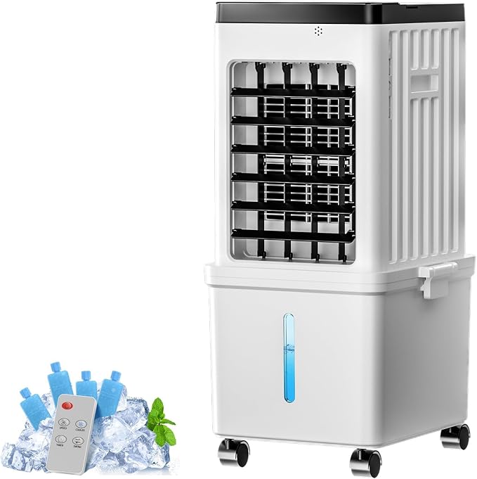 Simersure Portable Air Conditioners, 3-in-1 Portable AC Unit with Removable 2.6 Gal Water Tank, Dehumidifier & Fan, Evaporative Air Cooler Windowless with 3 Wind Speeds for Bedroom Office Garage