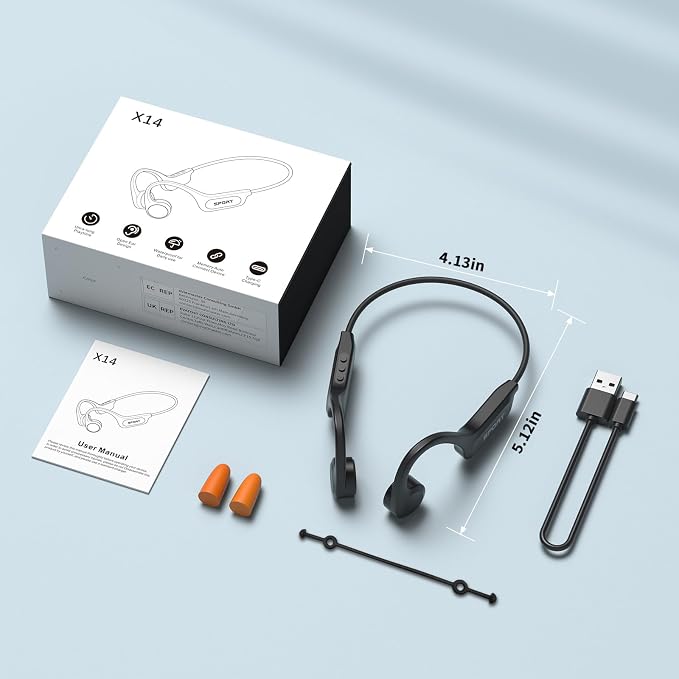CXK Bone Conduction Headphones Bluetooth 6.0 Open Ear Headphones with Mic, Premium Loud Sound 10-Hour Playtime Bluetooth Headphones, IPX6 Waterproof Sports Headset for Running, Cycling, Walking