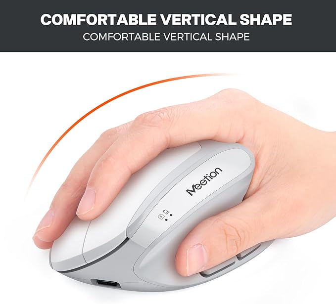 MEETION Ergonomic Keyboard and Mouse, Wireless Keyboard with Vertical Mouse, Split Curved Keyboard with Wrist Rest, Natural Typing Full Size for Windows/Mac/PC/Laptop, Gray