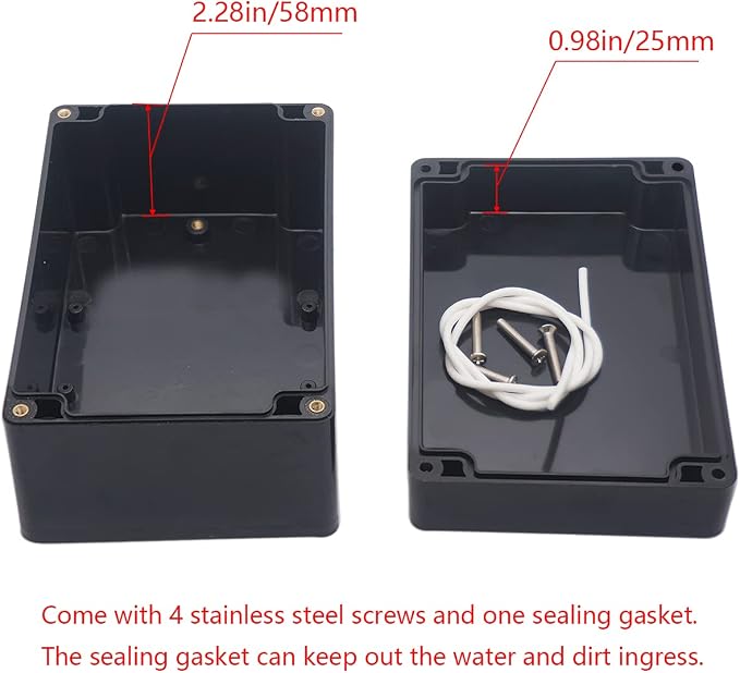 Project Box IP65 Waterproof Junction Box ABS Plastic Black Electrical Boxes DIY Electronic Project Case Power Enclosure 6.3x4.33x3.54 inch (160x110x90 mm)