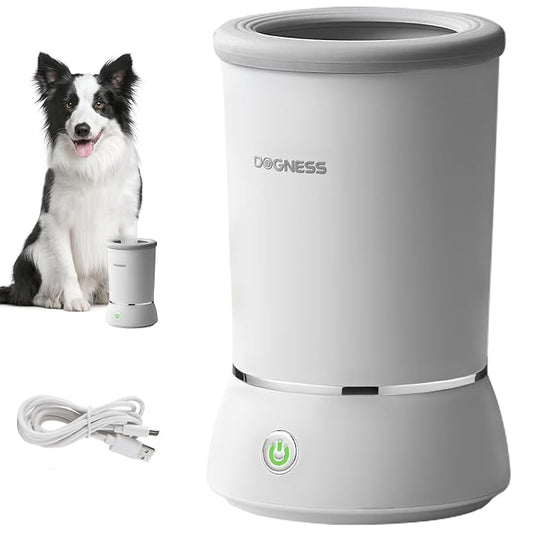 DOGNESS W01 Automatic Dog Paw Cleaner for Small to Medium Dogs (White) | Original Design | Premium Thick Materials | Rechargeable