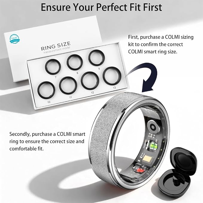 COLMI R10 Smart Ring, Smart Health Ring for Women, Features Heart Rate, Blood Oxygen, Sleep Monitoring, Pedometer, and Fitness Tracker, No Subscription Fee. (Silver, 10#)