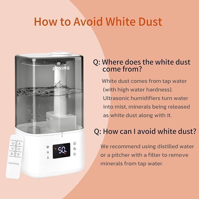 BOXING 6L Warm and Cool Mist Humidifiers for Bedroom, Top Fill Ultrasonic Aroma Diffuser with Remote, Auto Mode Humidistat Perfect for Baby & Plants, Quiet Sleep, Timer, Auto Shut-Off, 60H Runtime