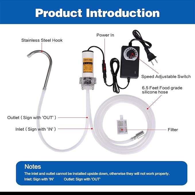 Food Grade Electric Water Transfer Pump With Speed Adjustable 100-240V for Ice Maker,Coffee Machine,Auto Siphon Self Priming Pumps for Home Brew Bottling Wine,Beer and Kombucha,2L/Min,Low Noise