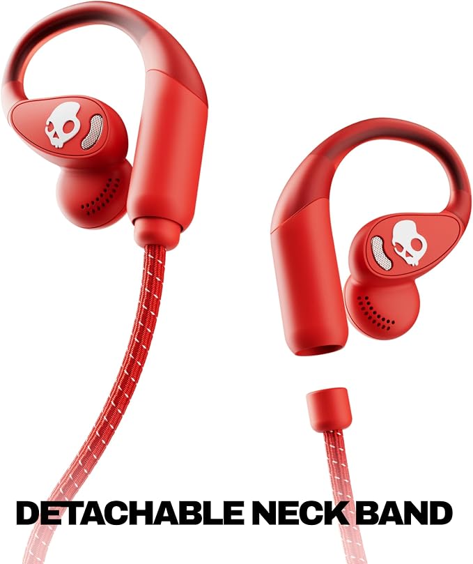 Skullcandy Push 540 Open Wireless Open-Ear Bluetooth Earbuds, Headphones, Sweat and Water Resistant, 42 Hours Battery, Detachable Neckband, Secure Fit, Microphone for iPhone Android - Plasma