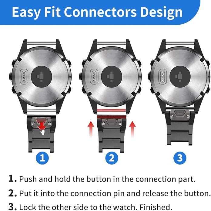 for Garmin Fenix 8 51mm/7X/6X/5X Plus Band, 26mm Titanium Metal Quick Release Easy Fit Watch Bands with Double Button Clasp for GarminEnduro 2 / Descent Mk2i / Tactix 7 Pro Smartwatch