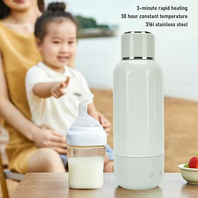fosa Portable Electric Kettle, Cordless Travel Kettle Car Heating Cup 500ml, 50W Fast Boiling 30H Constant Temperature with 5 Settings, for Camping Office Travel (Green)