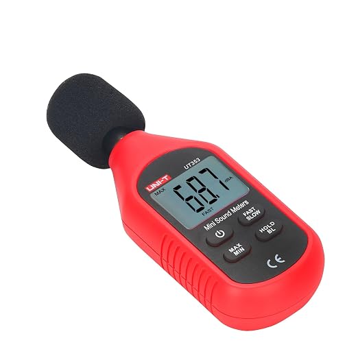 UNI-T UT353 Digital Sound Level Meter,30dB-130dB Noise Meter with A-Weighting,Backlit LCD,Data Hold,Max/Min Recording,for Industrial HVAC Maintenance,Home Theater Calibration,Environmental Monitoring