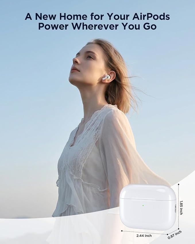Replacement Charging Case for AirPods Pro 3 – Compatible with AirPods Pro 3rd Generation, Easy Pairing Button, 660mAh Battery, Type-C & Wireless Charging (White, Case Only)