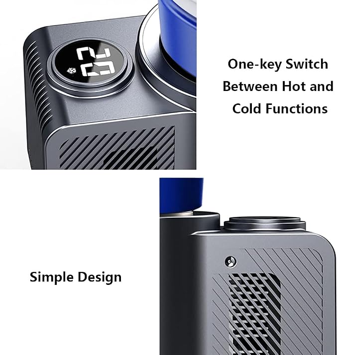 Riloer Portable Traveling Smart Coffee Travel Cup 11oz Capacity, Digital Display 32?-140? Cooling and Heating, Universal for 12V Vehicles, Smart Temperature Control Coffee Mug