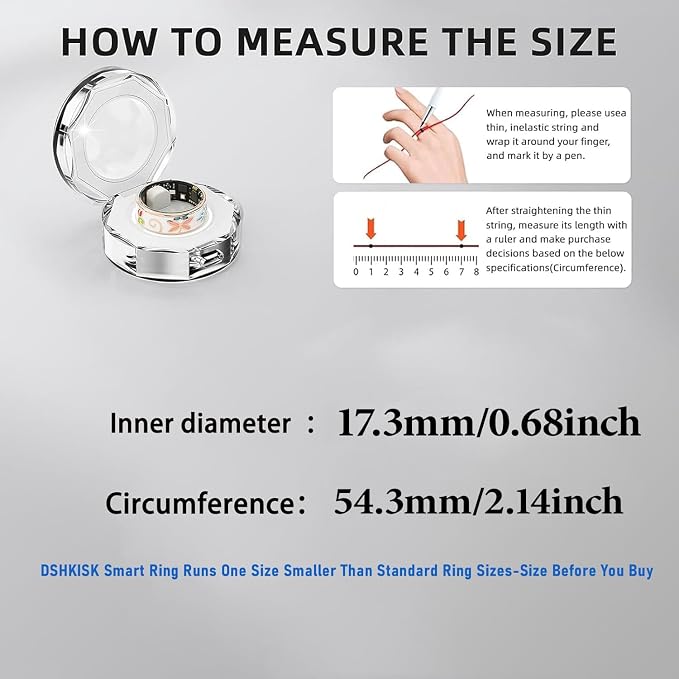 Smart Ring for Women & Men, Fitness Tracker with Heart Rate, SpO2, Blood Pressure & Sleep Monitoring, IP68 Waterproof, Long Battery Life, No Monthly Fees, for iPhone Android (7#&Floral)