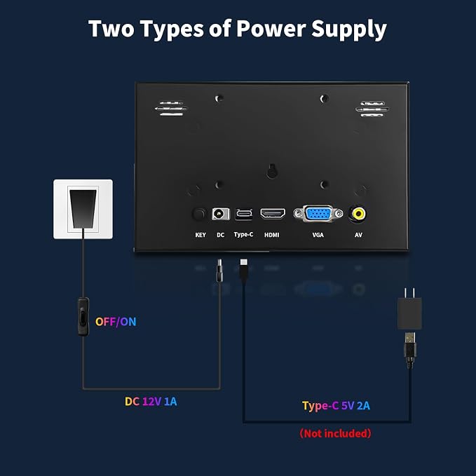 CUQI 7 Inch Small Monitor, 1024×600 IPS Mini Monitor with Built-in Speakers/HDMI/VGA/AV Input for Raspberry Pi, PC, TV, DVD, CCTV