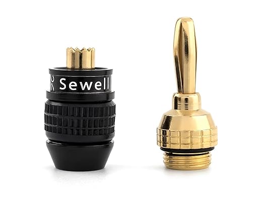 Sewell Deadbolt® Banana Plugs 14-Pairs, Gold Plated Speaker Plugs, Quick Connect, Tool-Free, SW-29863-14