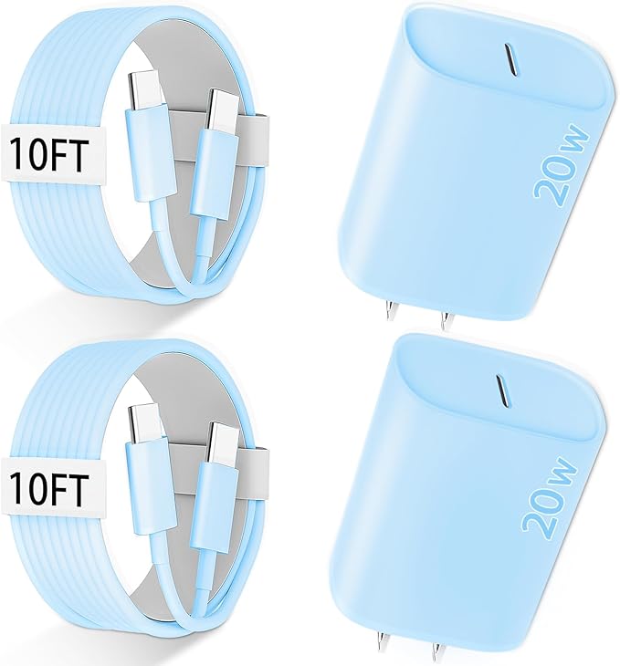 iPhone 17 16 15 Charger Fast Charging, 10 FT iPhone 17 Pro Max Charging Cable(65W/3A) Long USB C 10FT Cord with 20W PD Fast iPhone 17 Pro Max Charger Block for iPhone 17/17 Pro Max/17 Air/16/15 Series