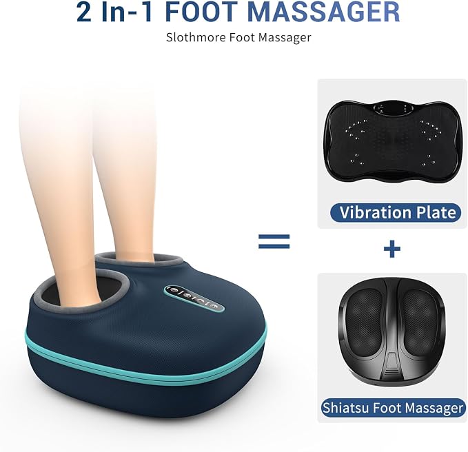 2-in-1 Shiatsu Foot Massager with Heat, Foot Warmer Heating Pad for Circulation and Pain Relief, Plantar Fasciitis, Neuropathy, Adjustable Kneading Massagers for Feet Back, Gifts for Women, Men