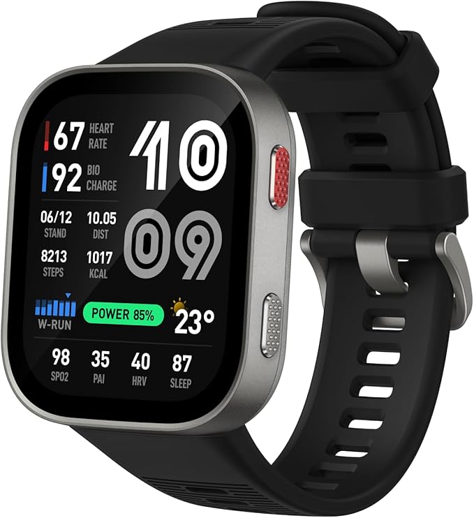 Amazfit Bip Max 50mm Smartwatch, 2.07" AMOLED Display, 20 Days of Battery, GPS, 4GB Storage, Offline Maps, Fitness Tracker, Hybrid Training, 150+ Sports, HYROX Mode, 5 ATM for Android & iPhone, Silver