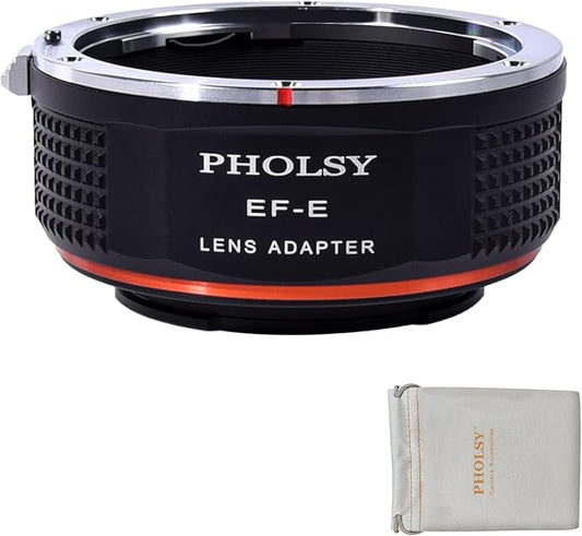 PHOLSY Manual Focus Lens Adapter Compatible with Canon EOS EF Lens to E Mount Camera Compatible with Sony a1 a9ii a7S iii/ii, a7R v/iv/iii/ii, a7 iv/iii/ii, a6600 a6500 a6400 a6300 a6000 ZV-E10 NEX