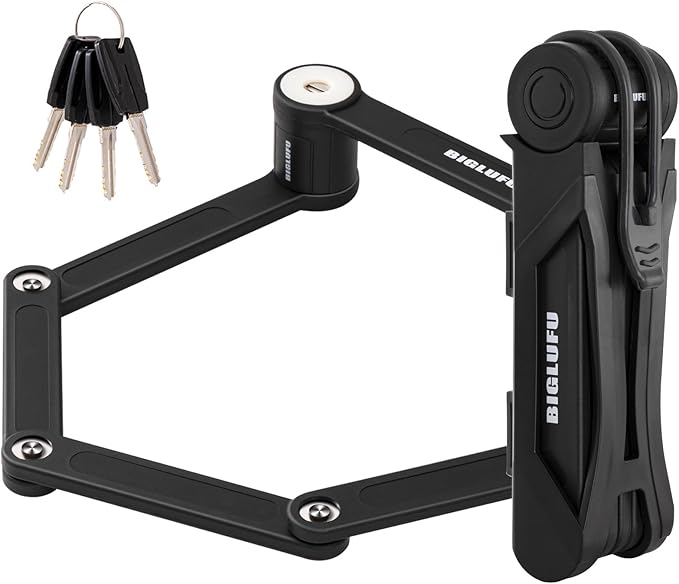 Bike Lock Bicycle Scooter Motorcycle Folding Locks with 4Keys, Fold Chain Heavy Duty Alloy Steel Foldable Lock with Mounting Bracket 2pc Straps, 86cm/34 Unfolding, 1.92 lbs